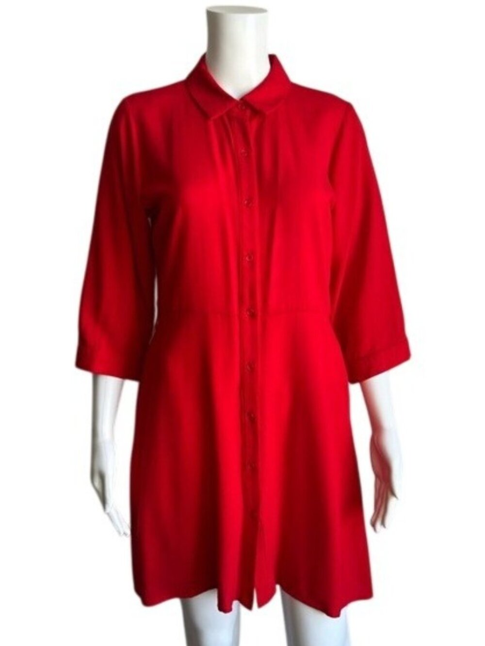 Everly Red Button Down Shirt Dress - S